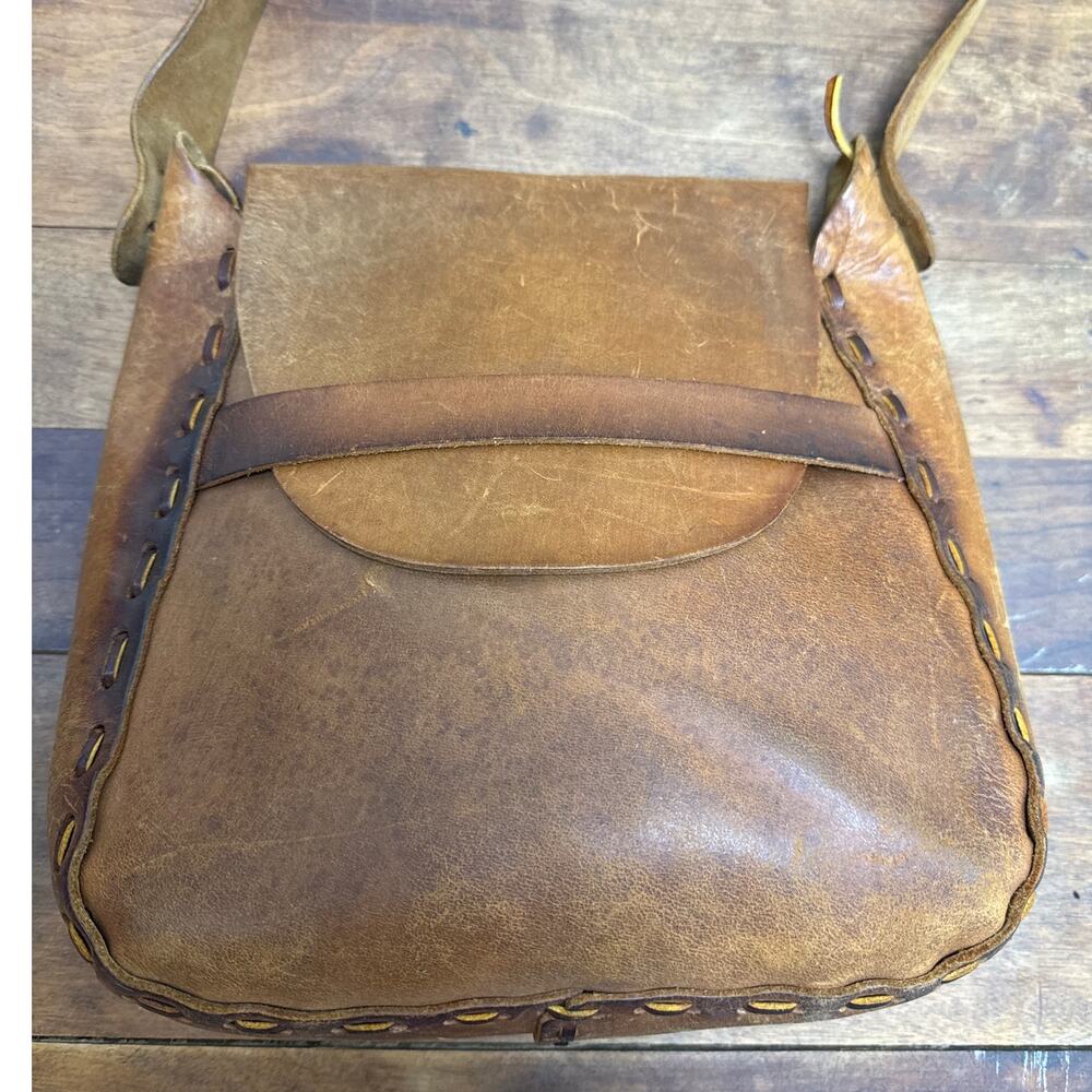 Vintage Brown Leather Handcrafted Saddle Bag Satchel Purse BOHO Southwestern - Picture 8 of 16